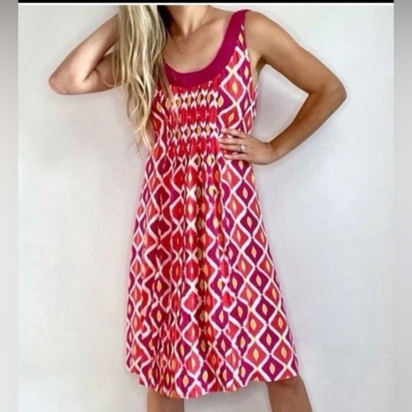 Tory Burch Dresses & Skirts - Tory Burch Geometric Print Sleeveless Dress Pink Orange Size 8